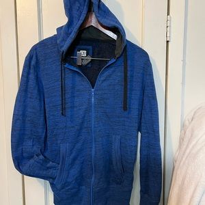 Men’s Small Navy Blue & Black Full Front Zipper Hoodie W Pockets By OP Preowned